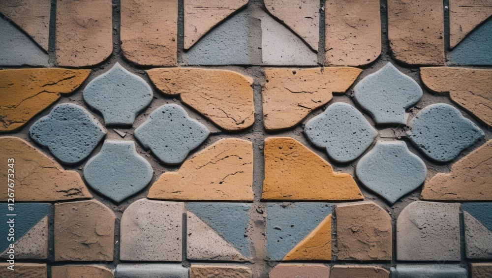 Aufkleber colorful cement tile texture with intricate patterns perfect for street background or architectural 
