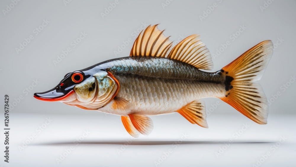 Poster Isolated Image of Bombay Duck Fish Featuring Detailed Fin and Color Patterns Against a Clean White Background