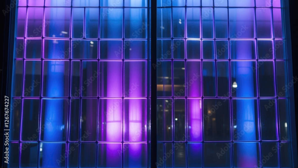 Aufkleber blue and purple light reflections on a textured glass window creating an abstract pattern ideal for 