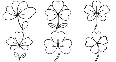 clover plant Outline Coloring Page Printable Line Art Drawing