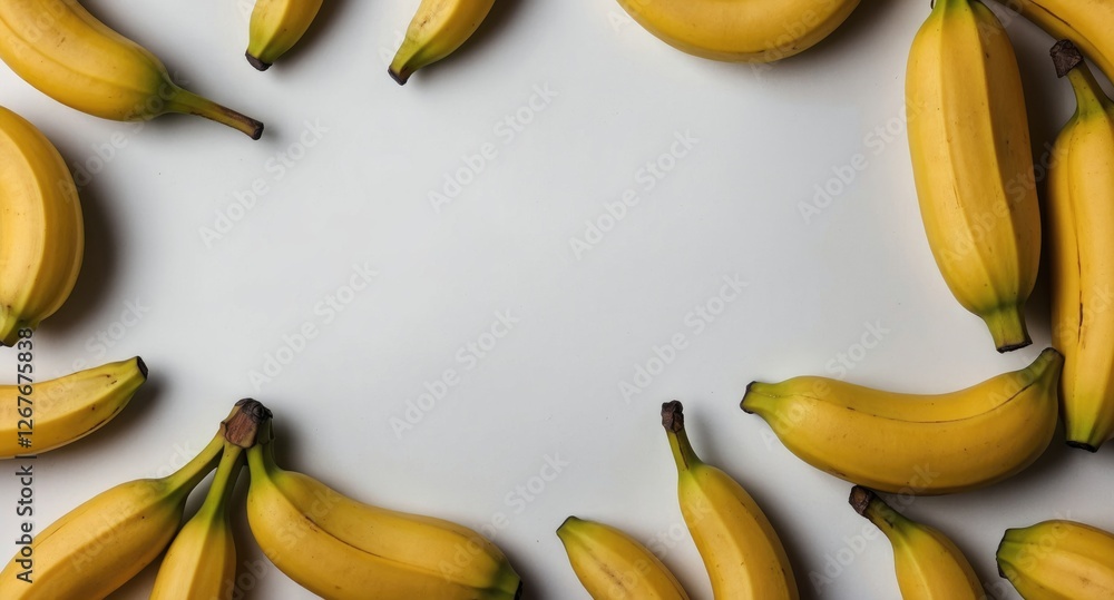 Aufkleber fresh yellow bananas arranged on a white background with space for text or design elements