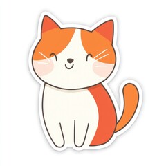 Obraz premium Happy orange cat sitting, white background, children's book illustration