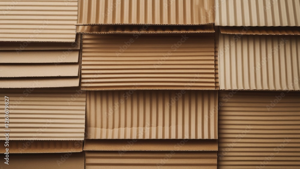 Poster brown and beige corrugated cardboard textured surface ideal for versatile background use in various 