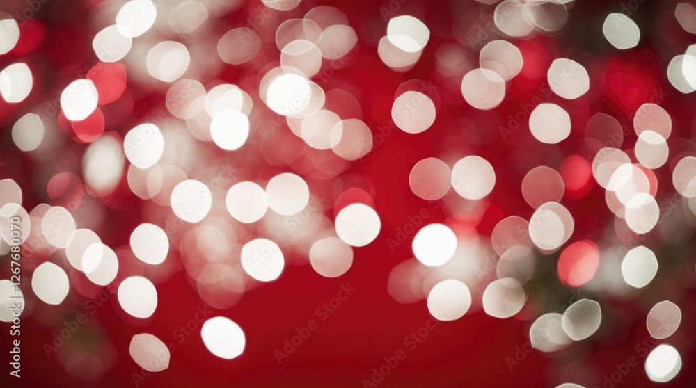 Aufkleber bokeh effect with white lights on a festive red background creating a cheerful christmas atmosphere 