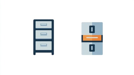 Office Filing Cabinet Icon Set