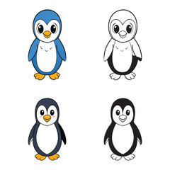 Naklejka premium Cute Penguin Illustration Coloring Page