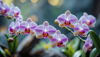 Fototapeta premium Delicate Orchid Flowers in Soft Focus with Natural Background bokeh Effect