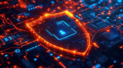 Obraz premium Cyber Security Shield Digital Data Protection Network Safety and Online Privacy Concept