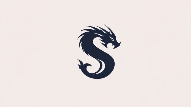 Dragon letter S logo design, white background, graphic art, business branding