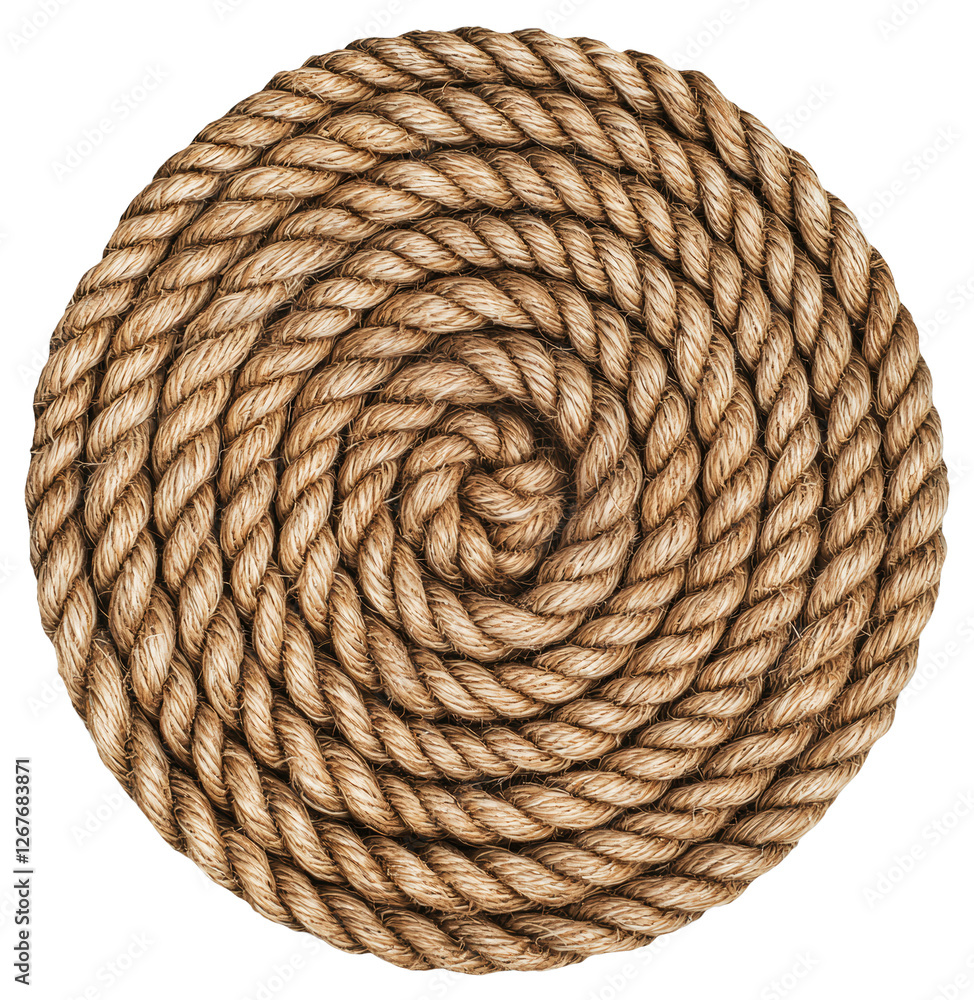 Poster detailed circle rope spiral texture with transparent background nautical pattern