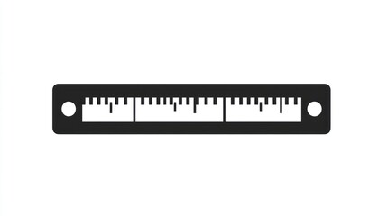 Black ruler isolated on white background, measuring tool