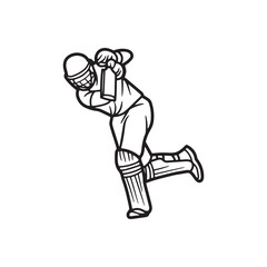Cricket playing batter - batsman illustration
