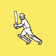 Cricket playing batter - batsman illustration