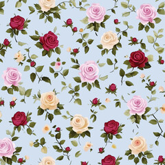 Naklejka premium Seamless pattern with rose flowers vector