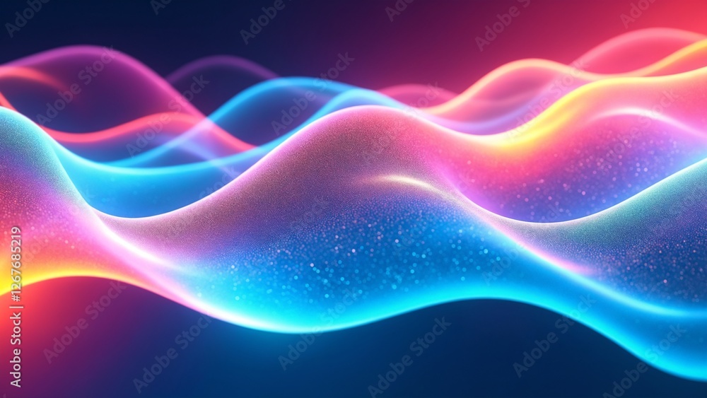 Poster Smooth, colorful light waves flowing seamlessly across the screen. The vibrant gradients and luminous glow create a dynamic and captivating visual