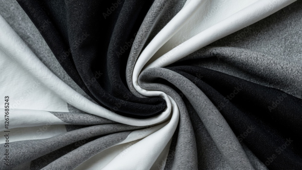 Poster monochrome fabric texture in black white and gray creating an elegant swirl pattern for textile and 