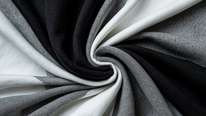 Monochrome Fabric Texture in Black White and Gray Creating an Elegant Swirl Pattern for Textile and Design Backgrounds
