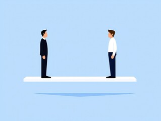 Obraz premium Two people joyfully standing on a traditional seesaw enjoying a fun outdoor moment