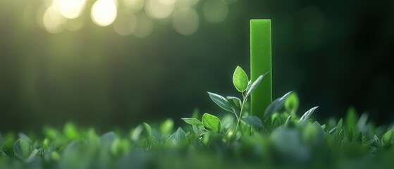green Letter I Surrounded by Plants and Bokeh