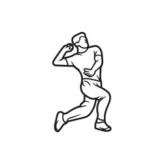 Cricket playing bowler - bowling illustration