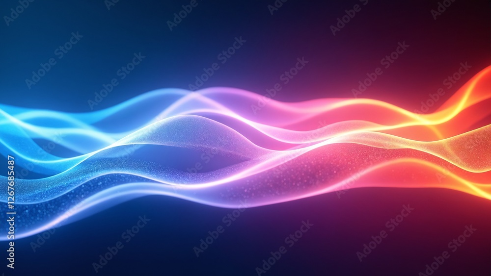 Wall mural Smooth, colorful light waves flowing seamlessly across the screen. The vibrant gradients and luminous glow create a dynamic and captivating visual