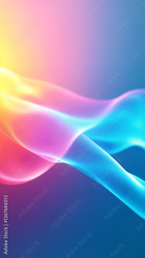 Poster Smooth, colorful light waves flowing seamlessly across the screen. The vibrant gradients and luminous glow create a dynamic and captivating visual