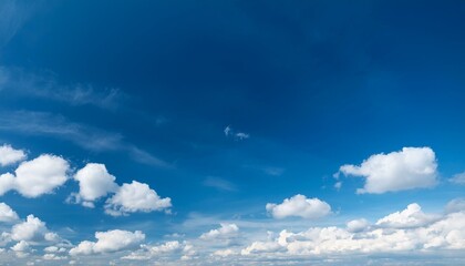 Obraz premium sweeping blue cloudy sky panoramic blue sky background white clouds on blue sky