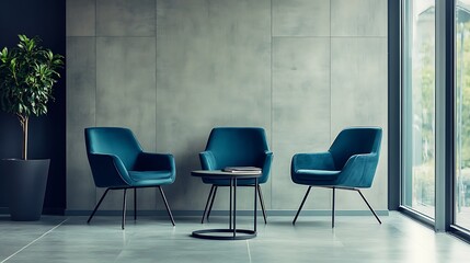 Modern Teal Chairs Lounge Area Minimalist Design