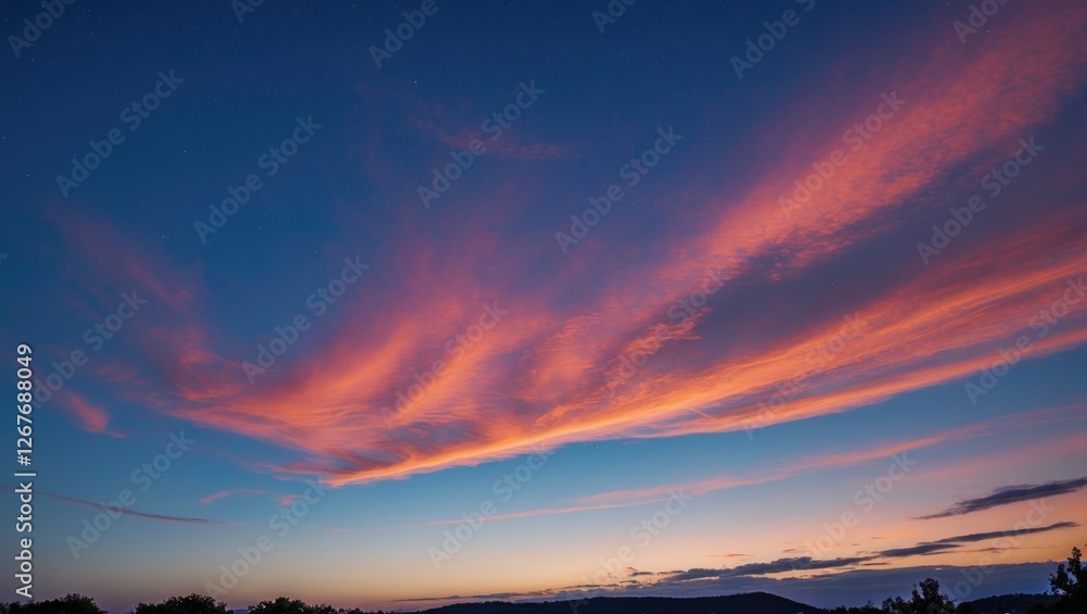 Poster vibrant twilight sky with colorful clouds and negative space ideal for text insertion
