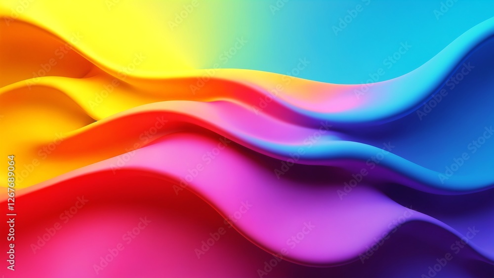 Poster Abstract playful color waves in vibrant hues. The flowing patterns create a dynamic and energetic design