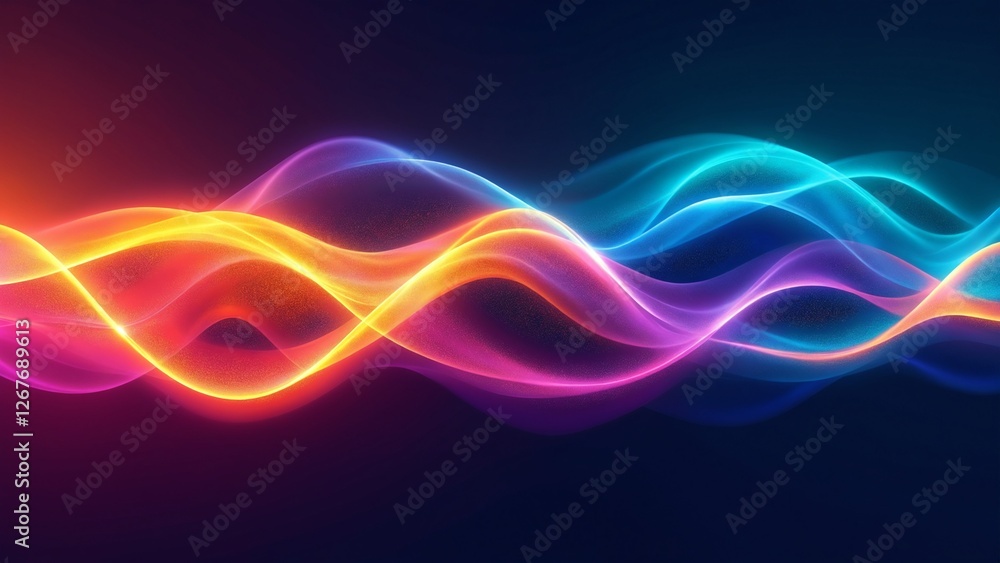 Fototapete Abstract playful color waves in vibrant hues. The flowing patterns create a dynamic and energetic design