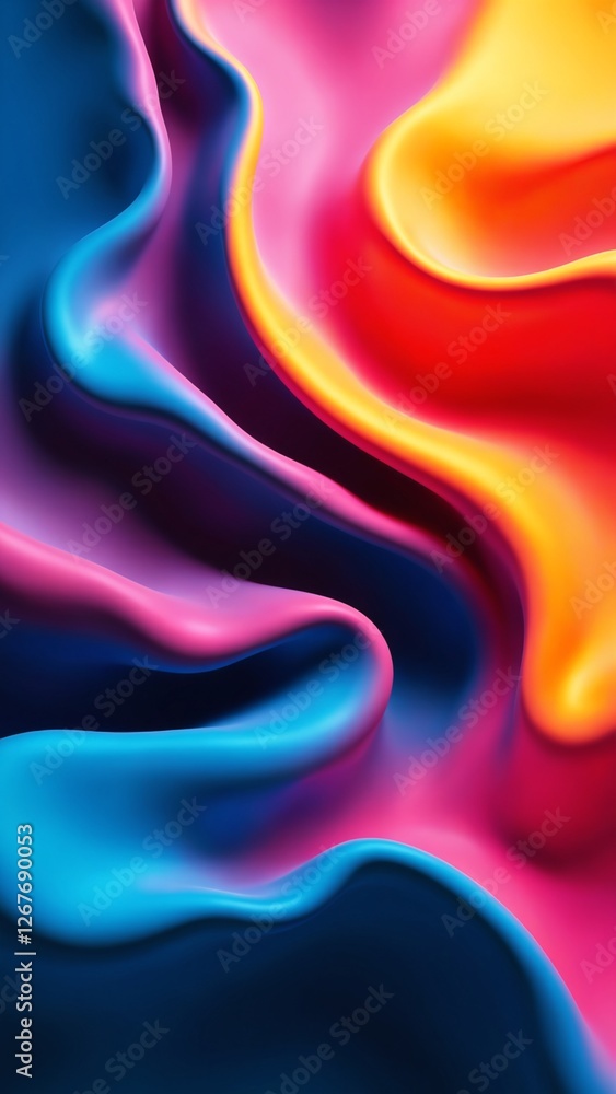 Poster Abstract playful color waves in vibrant hues. The flowing patterns create a dynamic and energetic design