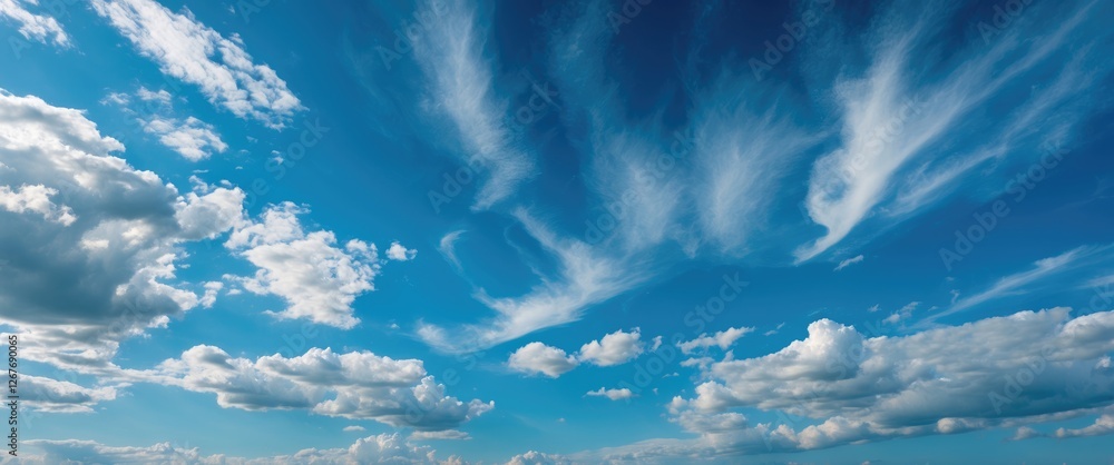 Aufkleber vibrant blue sky with wispy clouds and ample empty space for text or design elements