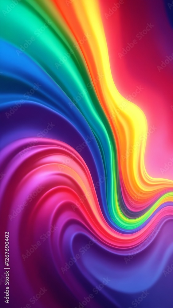 Poster Abstract playful color waves in vibrant hues. The flowing patterns create a dynamic and energetic design