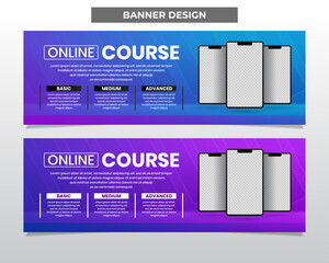 Online course banner with futuristic design