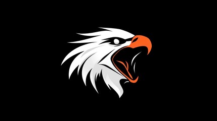 Obraz premium Screaming eagle head profile, dark background, logo design