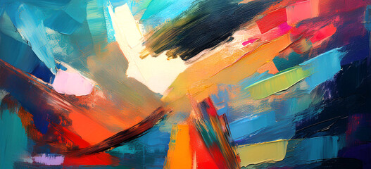 Art oil painting Colorful Abstract  Painting Brush Strokes with  colorful abstract background design illustration.