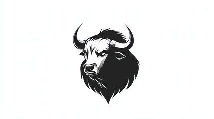 Angry bull head illustration, white background, logo design