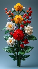 Minimalist flowers with soft muted colors and clean geometric lines surrounded by ample white space to allow for visual balance and copy placement