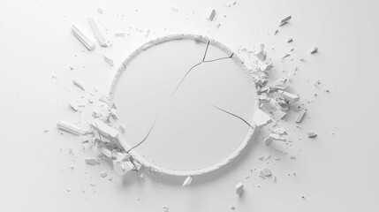 Obraz premium Shattered Circle Abstract White Background Art Piece Fine Detail
