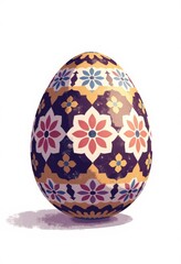Extreme Close-up Easter Egg, Intricate Patterns, Minimalist Flat Color Design, Copyspace, Dramatic Studio Lighting, Detailed Texture, Easter Decor Illustration