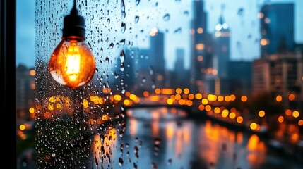 Rainy Night City Window Light