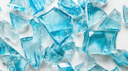Fototapeta premium Translucent Aquamarine Glass Shards on Bright Surface Still Life