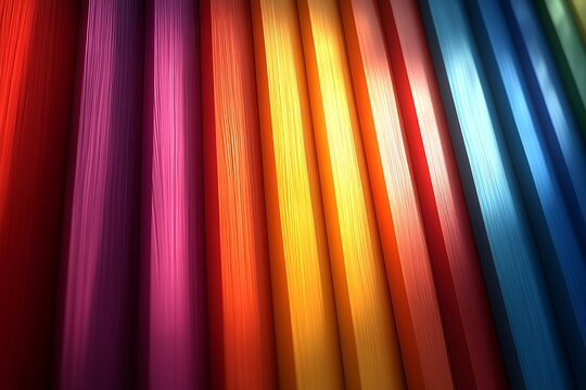 Vibrant arrangement of colorful vertical stripes showcasing a spectrum of hues and textures