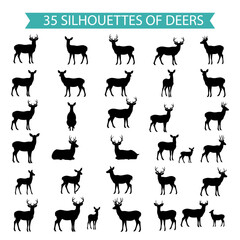 Obraz premium 35 Black and White Deer Silhouette Vector Graphics