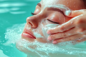 Fototapeta premium Soothing facial treatment in a serene spa setting for relaxation and rejuvenation