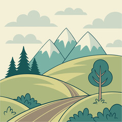 Obraz premium Beatiful landscape from the top of the mountain and wide road going up 