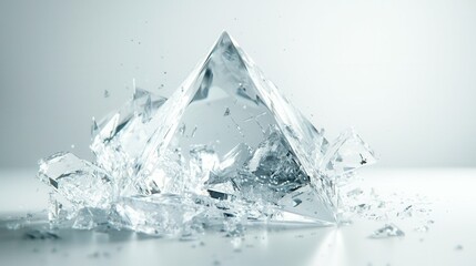 Obraz premium Shattered Glass Pyramid Reflecting Light Art Piece Abstract Image