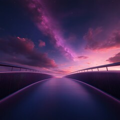 Obraz premium futuristic bridge under a starry sky