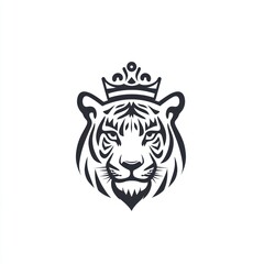 Tiger head wearing crown. Isolated.  Use for regal pet product